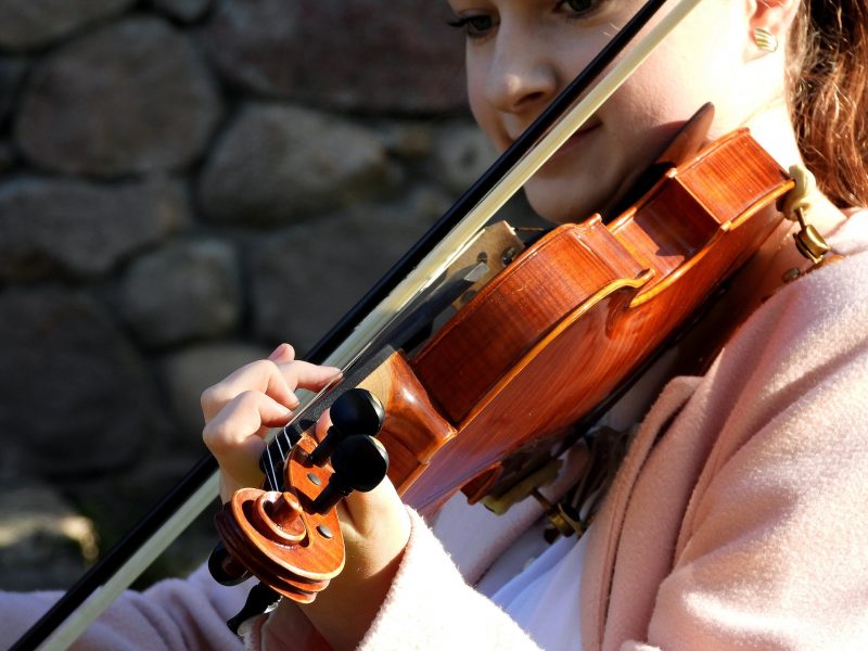 Dziewczyna grająca na skrzypcach, studenka USOS UKW